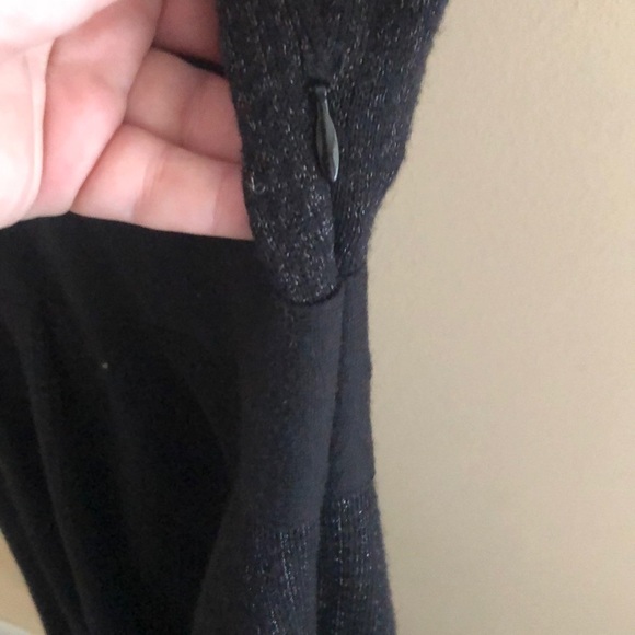 Maje Black V-Neck Cinched Waist Metallic Sweater Dress - Picture 6 of 9